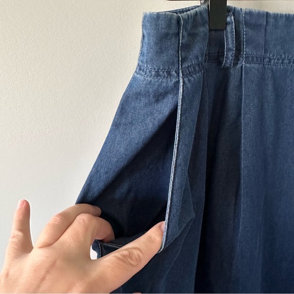 Talbots Vintage Deadstock NWT Skirt Sz 14 Blue Maxi Long Denim Pockets 90s Pleat - Picture 10 of 14